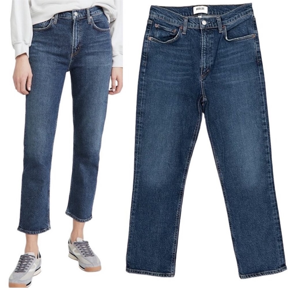 AGOLDE TUCKERNUCK HIGH RISE WILDER BLUE STRETCHY JEANS 24